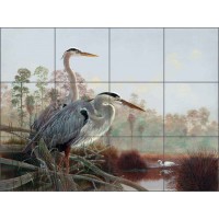 Ceramic Tile Mural Backsplash Binks Heron Egret Wildlife Art REB011   361783017153